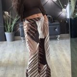 PANTALONE PALAZZO IN RASO stampa palme