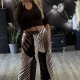 PANTALONE PALAZZO IN RASO stampa palme