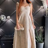 ABITO LUNGO IN PIZZO SANGALLO beige
