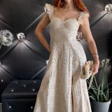 ABITO LUNGO IN PIZZO SANGALLO beige