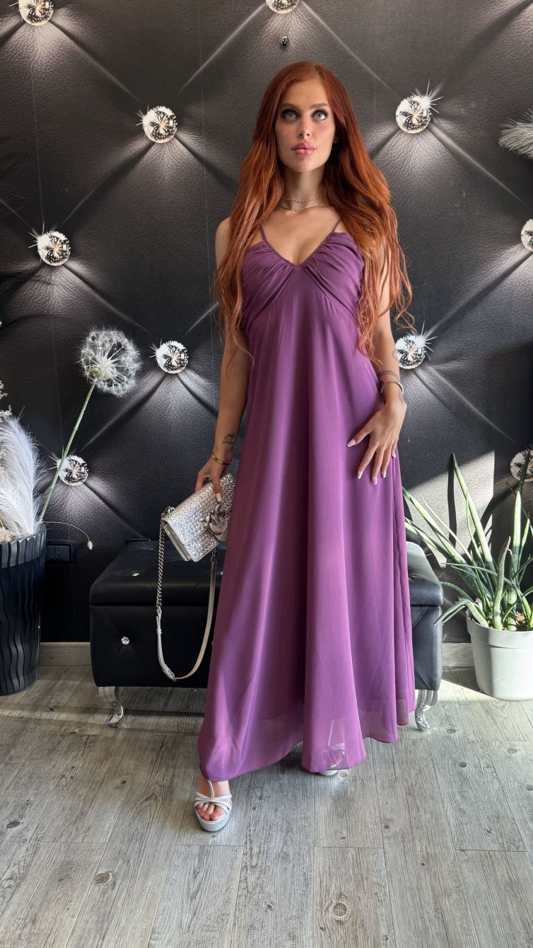 ABITO LUNGO IN CHIFFON BY MY-D colore glicine