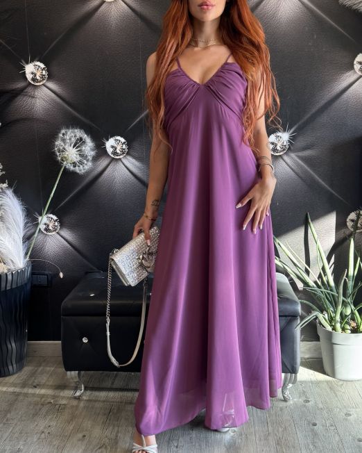 ABITO LUNGO IN CHIFFON BY MY-D colore glicine
