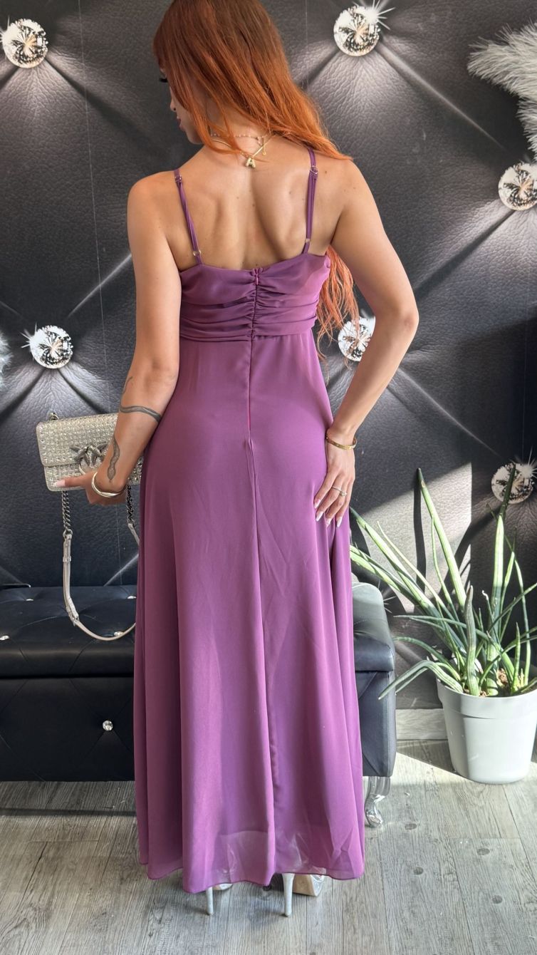 ABITO LUNGO IN CHIFFON BY MY-D colore glicine