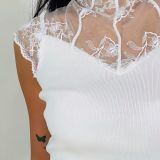 TOP ELEGANZA INSERTI PIZZO bianco