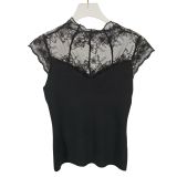 TOP ELEGANZA INSERTI PIZZO nero
