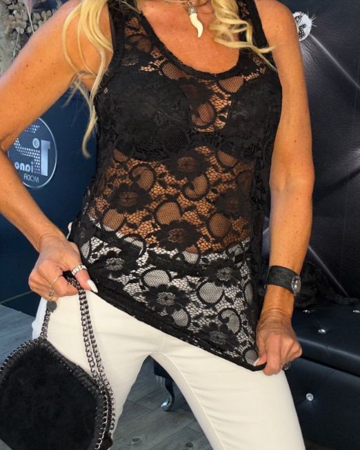 TOP IN PIZZO BY LUMINA colore nero