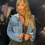 GIUBBINO CROP  IN JEANS ELASTICIZZATO colore denim azzurro