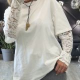 T-SHIRT CON MANICA IN PIZZO colore bianco