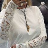 T-SHIRT CON MANICA IN PIZZO colore bianco