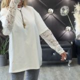 T-SHIRT CON MANICA IN PIZZO colore bianco