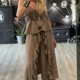 TOP LUNGO E PANTALONE FLUIDO colore mocha mousse