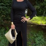 ABITO LUNGO CON SPACCO E DRAPPEGGIO nero