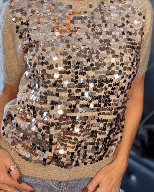 MAGLIA IN LANA SOFT CON PAILLETTES  bronzo