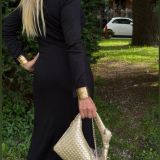 ABITO LUNGO CON SPACCO E DRAPPEGGIO nero