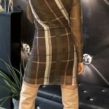 ABITO  TARTAN IN TULLE ELASTICIZZATO multicolore