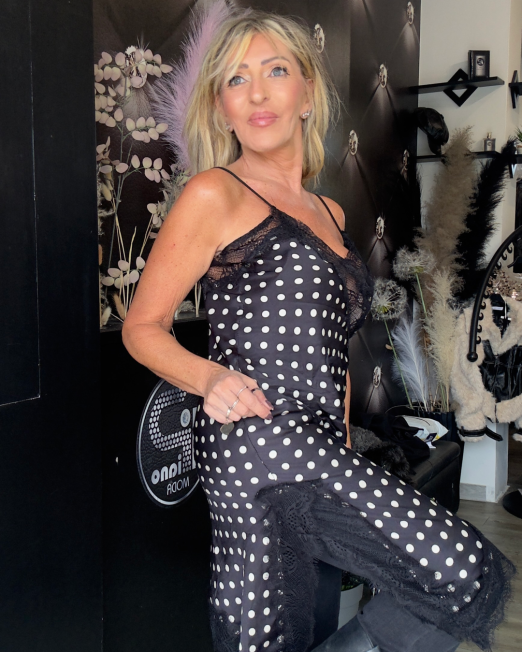 VESTITO LINGERIE POIS  nero