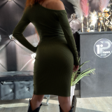 VESTITO CUTOUT IN MAGLIA verde olio