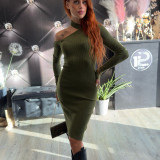 VESTITO CUTOUT IN MAGLIA verde olio