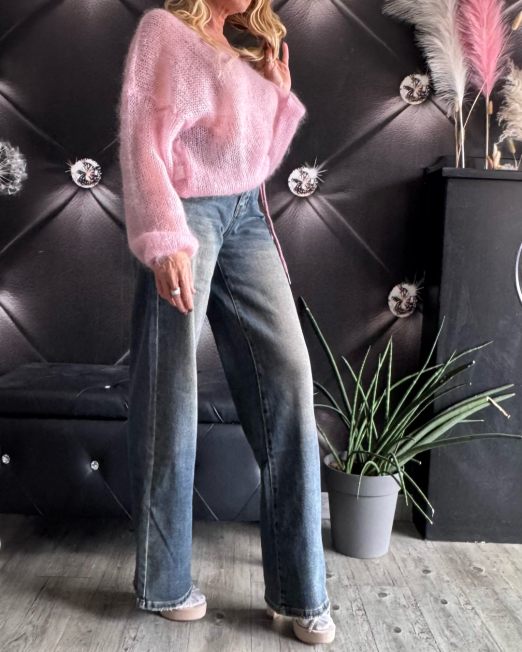 JEANS WIDE LEG lavaggio pink
