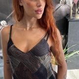 TOP OPTICAL IN SATIN stampa geometrica