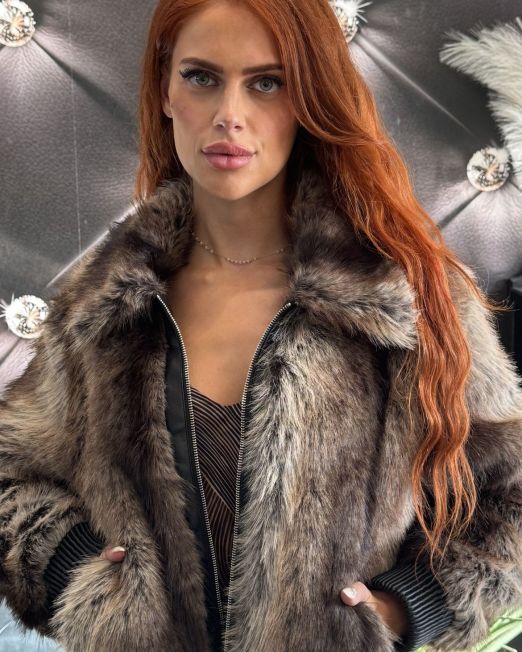 BOMBER IN ECOFUR colore caffè’