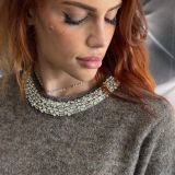 MAGLIA SOFT SHINE CON DETTAGLIO GIOIELLO colore fango