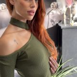 VESTITO CUTOUT IN MAGLIA verde olio