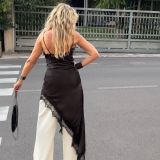 VESTITO ASIMMETRICO SATINATO SCOLLO HALTER nero