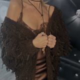 CAPPOTTO IN MAGLIA EFFETTO BOUCLE’ colore cioccolato