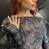 MAGLIA IN TULLE SEMITRASPARENTE  colore grigio fumo