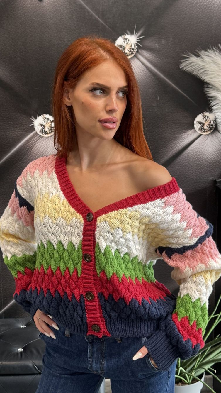 CARDIGAN MULTICOLORE IN VISCOSA SOFT – EFFETTO COCCOLA