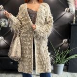 CAPPOTTO IN MAGLIA EFFETTO BOUCLE’ colore sabbia