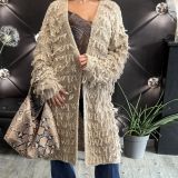 CAPPOTTO IN MAGLIA EFFETTO BOUCLE’ colore sabbia