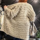 CAPPOTTO IN MAGLIA EFFETTO BOUCLE’ colore sabbia