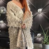 CAPPOTTO IN MAGLIA EFFETTO BOUCLE’ colore sabbia