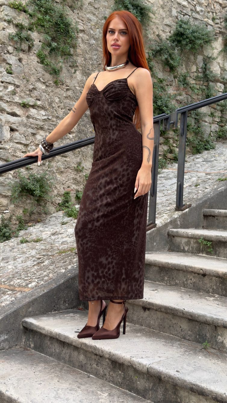 Wild Elegance – Abito in Tulle Maculato cioccolato