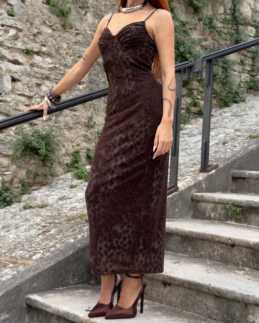 Wild Elegance – Abito in Tulle Maculato cioccolato