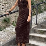 Wild Elegance – Abito in Tulle Maculato cioccolato