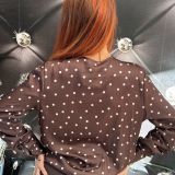 BLUSA INCROCIATA CHOCO POIS marrone