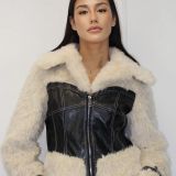 GIACCA CORSETTO  “REBEL CHIC” IN ECOPELLICCIA colore panna