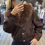 Bomber   Caffè Volpe  con Interno in Pelliccia e Collo in Eco Volpe – Stile Chic Invernale