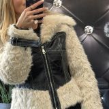 GIACCA CORSETTO  “REBEL CHIC” IN ECOPELLICCIA colore panna