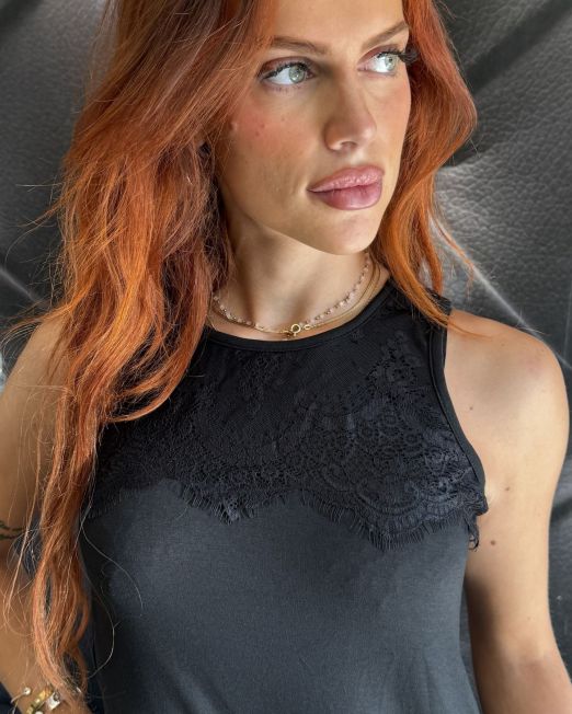 CANOTTA MY-D INSERTO PIZZO colore nero
