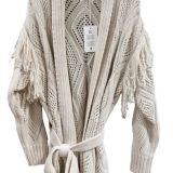 CARDIGAN WINTER IN ALPACA CON CINTURA panna