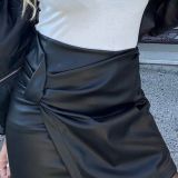 MINIGONNA PORTAFOGLIO ECOPELLE nero