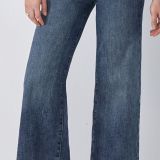 JEANS PALAZZO ELASTICIZZATO CON CINTURA CUOIO lavaggio blu vintage
