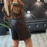 MINIGONNA SHORTS IN ECOPELLE testa di moro