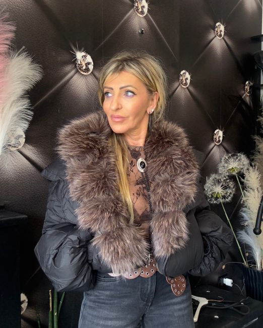 GIACCA PIUMINO CON COLLO PELLICCIA neri