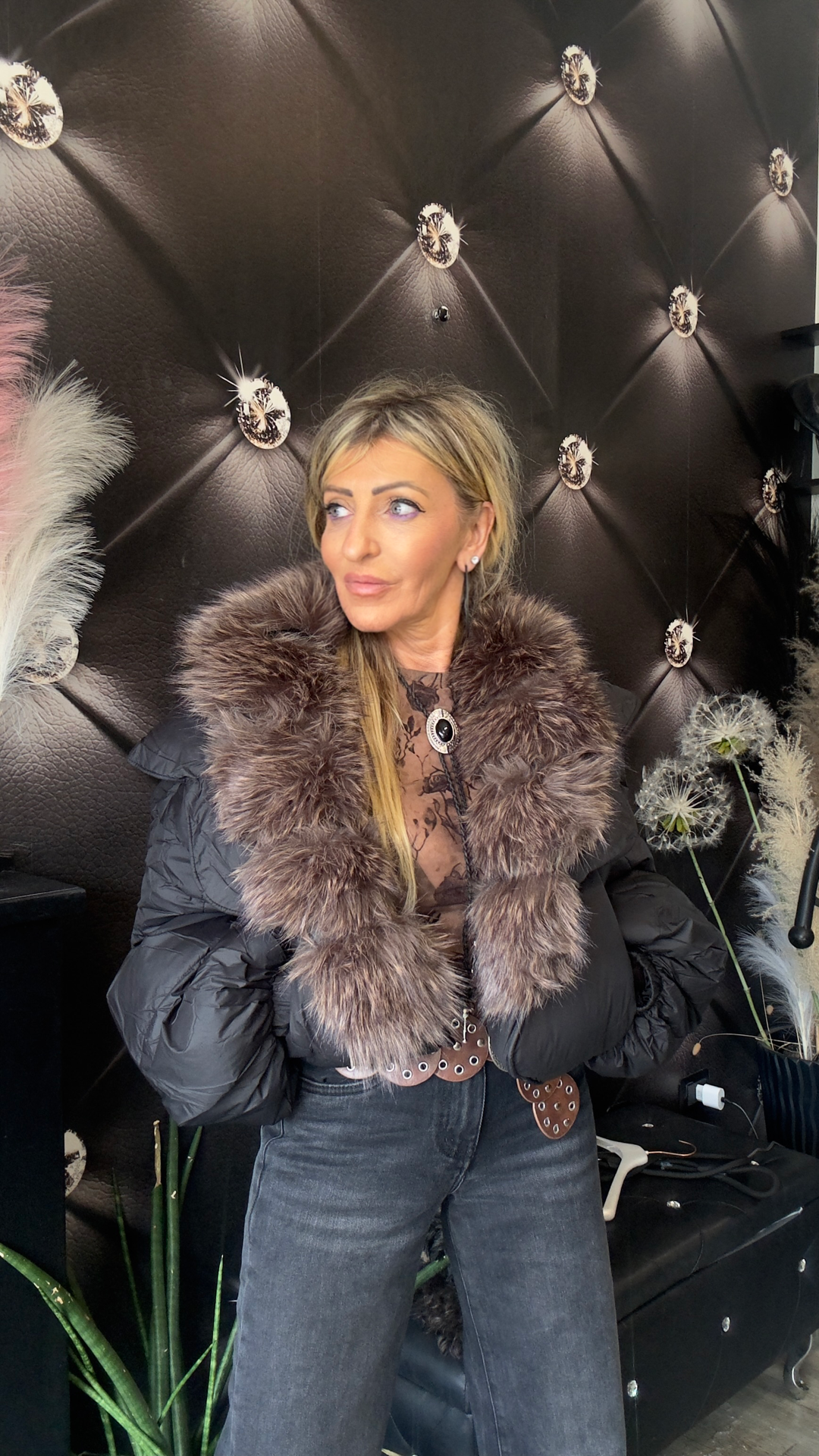 GIACCA PIUMINO CON COLLO PELLICCIA neri