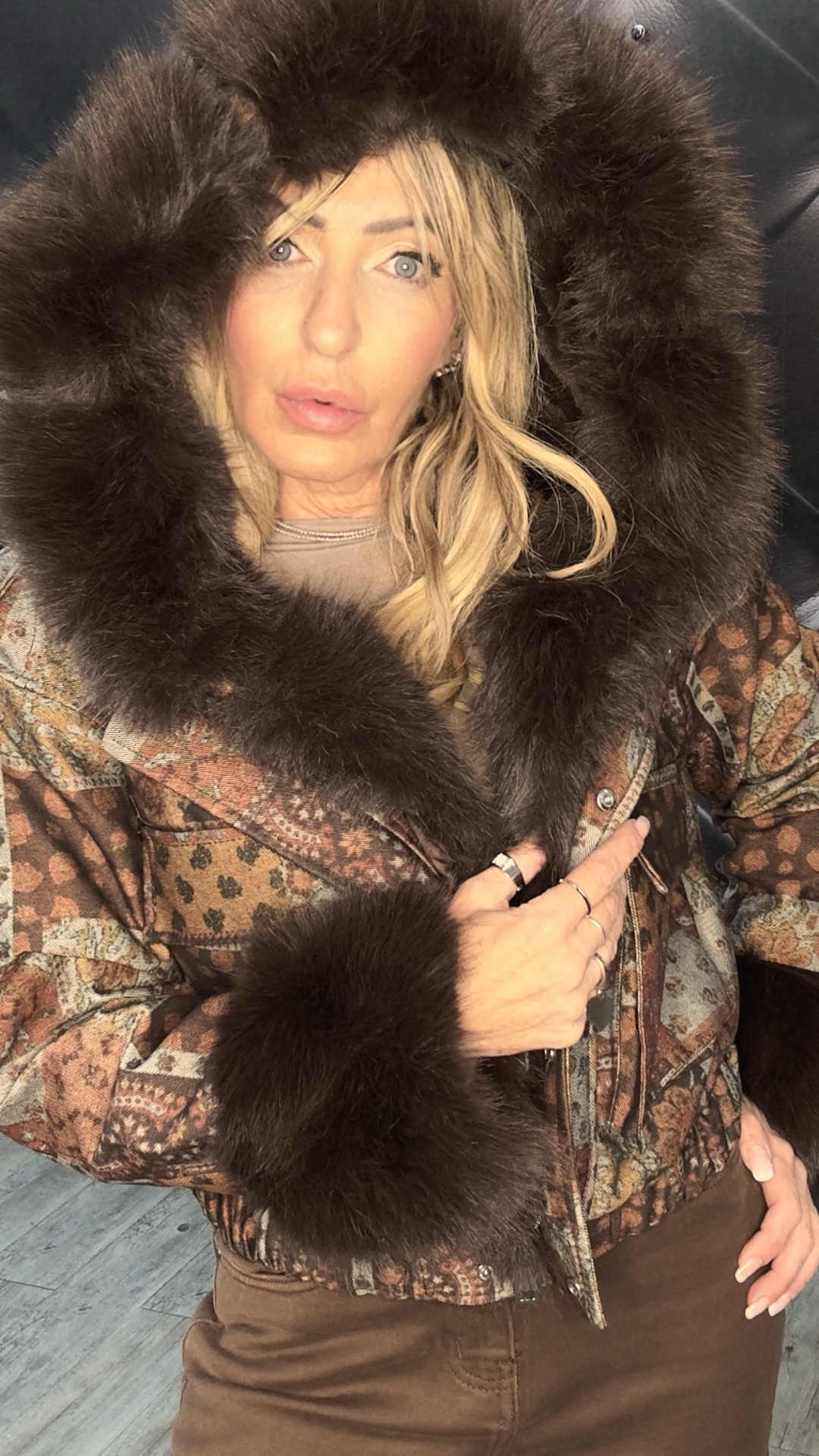 GIACCA BOMBER STAMPA RETRO’